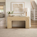 Kesna Console Sofa Table 53 Inch Sculpted Arch Light Beige Mango Wood