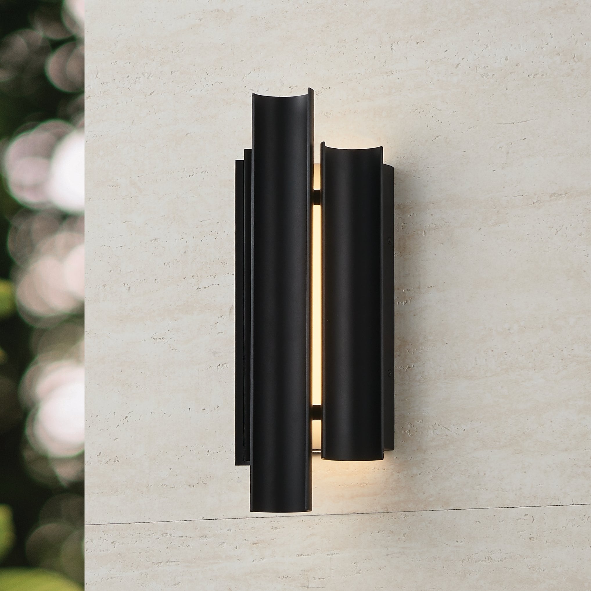 Kestrel 16 Inch 3 Light Textured Black 5Cct Led Exterior Wall Sconce
