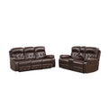 Kesy 2Pc Manual Reclining Sofa And Loveseat Set Brown Faux Leather