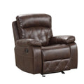 Kesy Manual Glider Recliner Chair Pillow Top Arms Brown Faux Leather