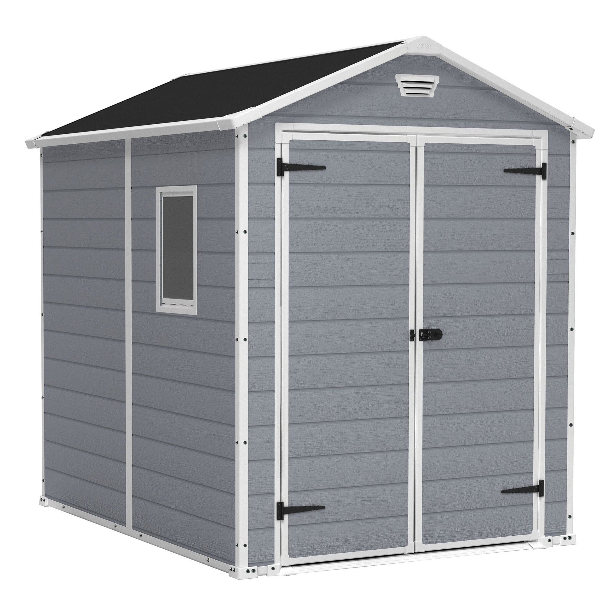 Keter Manor Large 6 X 8 Ft. Grey Resin Outdoor Backyard Garden Storage Shed