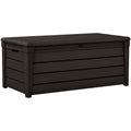Keter Brightwood 120 Gallon Outdoor Plastic Storage Deck Box Brown