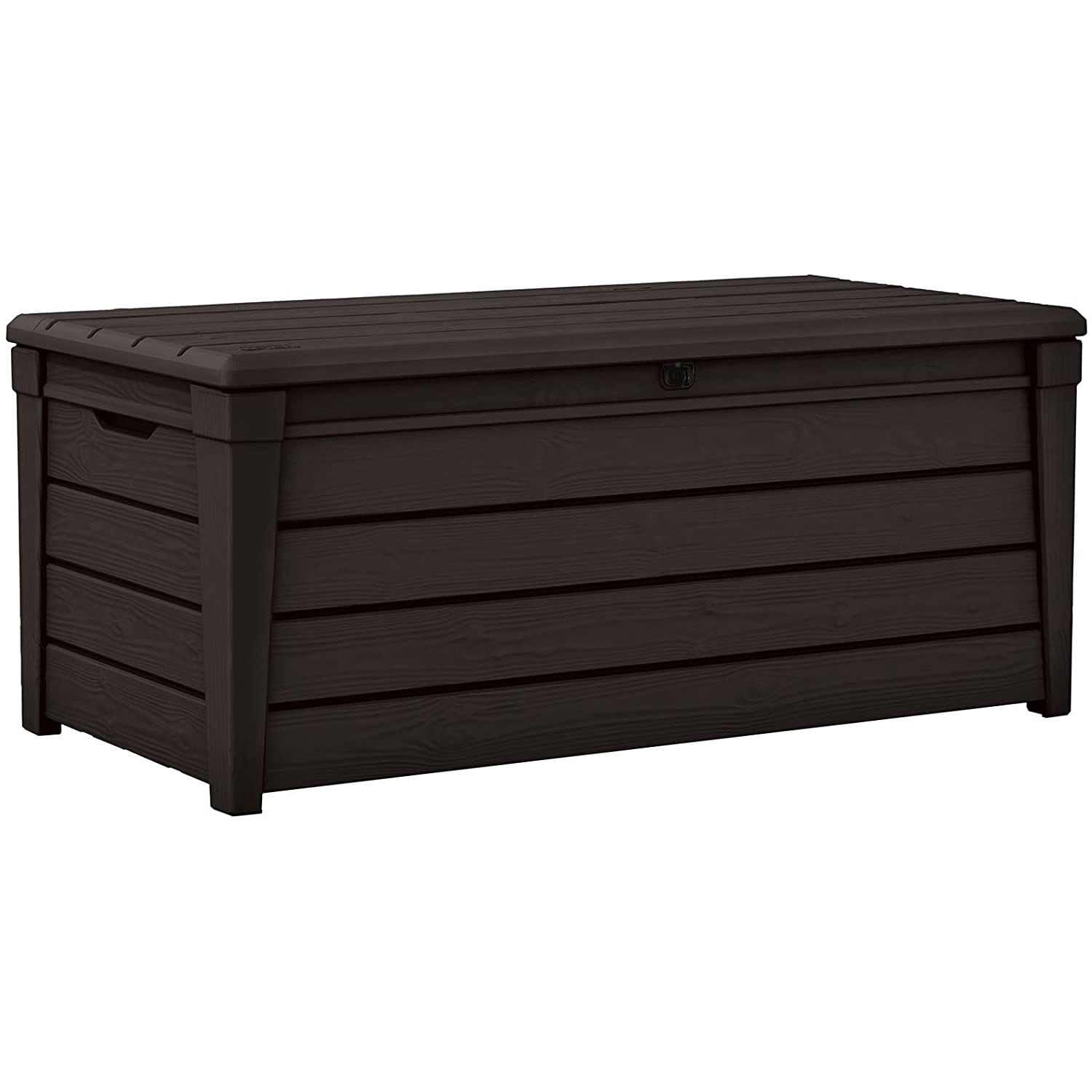 Keter Brightwood 120 Gallon Outdoor Plastic Storage Deck Box Brown