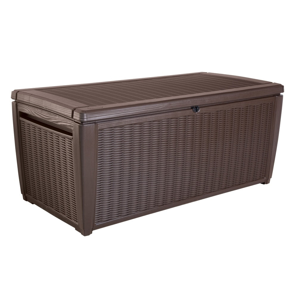 Keter Sumatra 135 Gallon Durable Resin Outdoor Storage Rattan Deck Box And Comfortable Seating