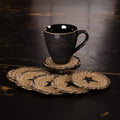 Vhc Brands Prim Grove Star Tan Jute Primitive Stenciled Coaster Set Of 6