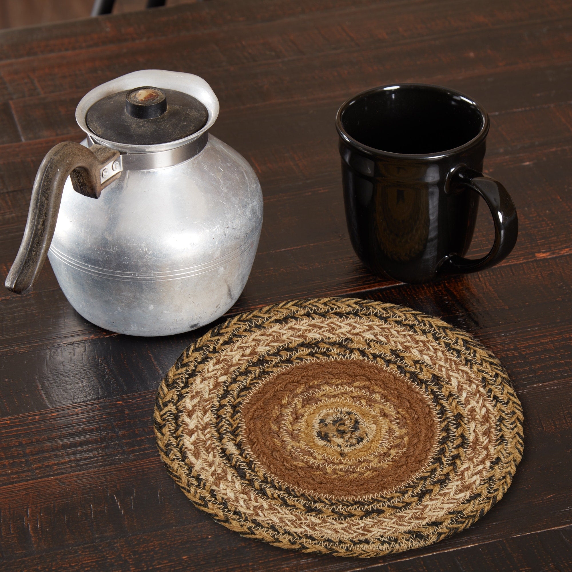 Vhc Kettle Grove Country Black Primitive Classic Tabletop Kitchen Jute Trivet