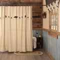 Black Primitive Bath Prim Grove Crow And Star Shower Curtain Rod Pocket Cotton Nature Print Appliqued