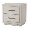 Kexa Nightstand Usb And Led 2 Drawers Chrome Handles Light Gray