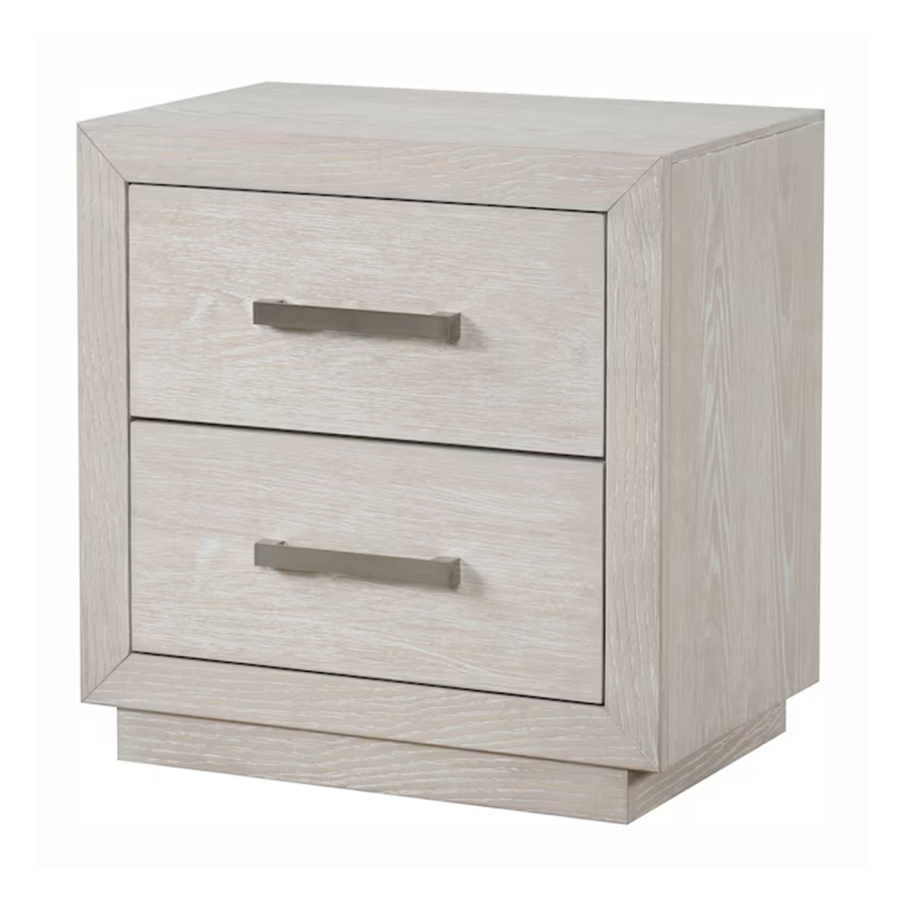 Kexa Nightstand Usb And Led 2 Drawers Chrome Handles Light Gray