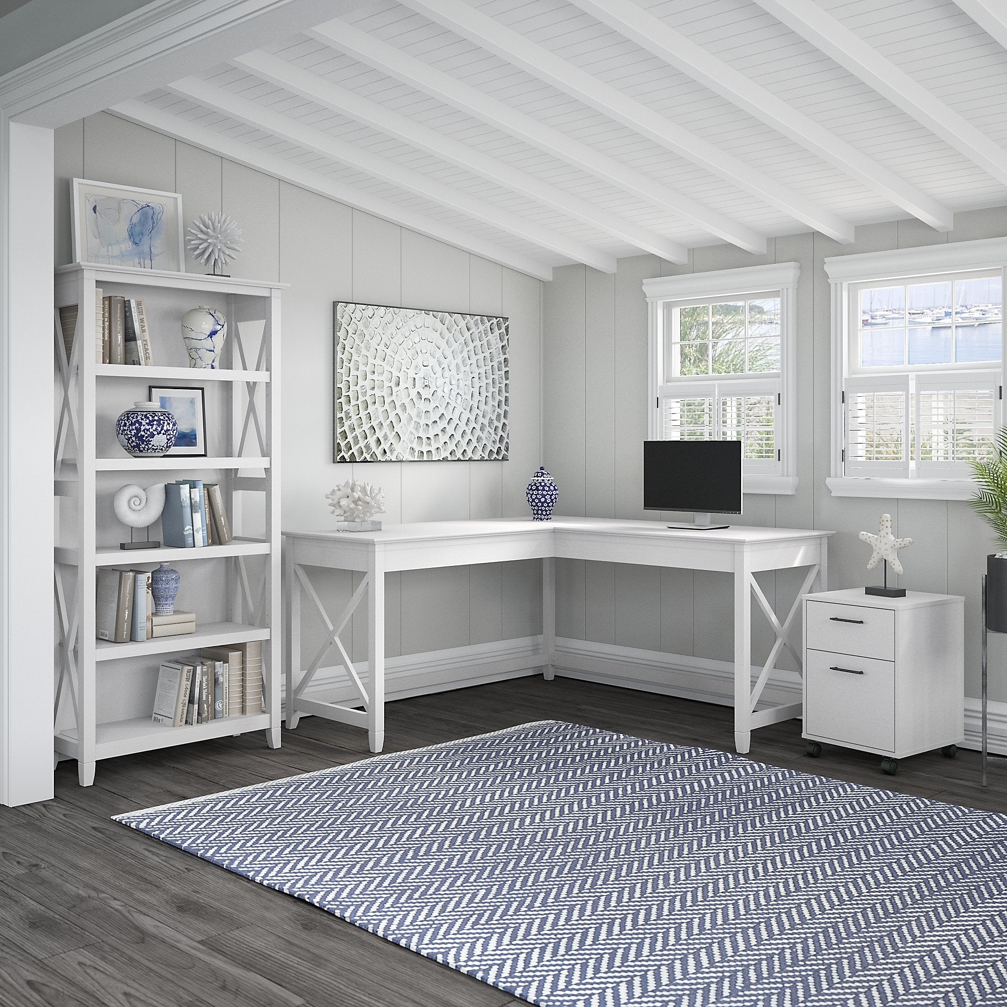 The Gray Barn Hatfield 60 Inch L Desk With File Cabinet And Bookcase