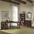 The Gray Barn Hatfield 60 Inch L Desk With File Cabinets And Bookcase