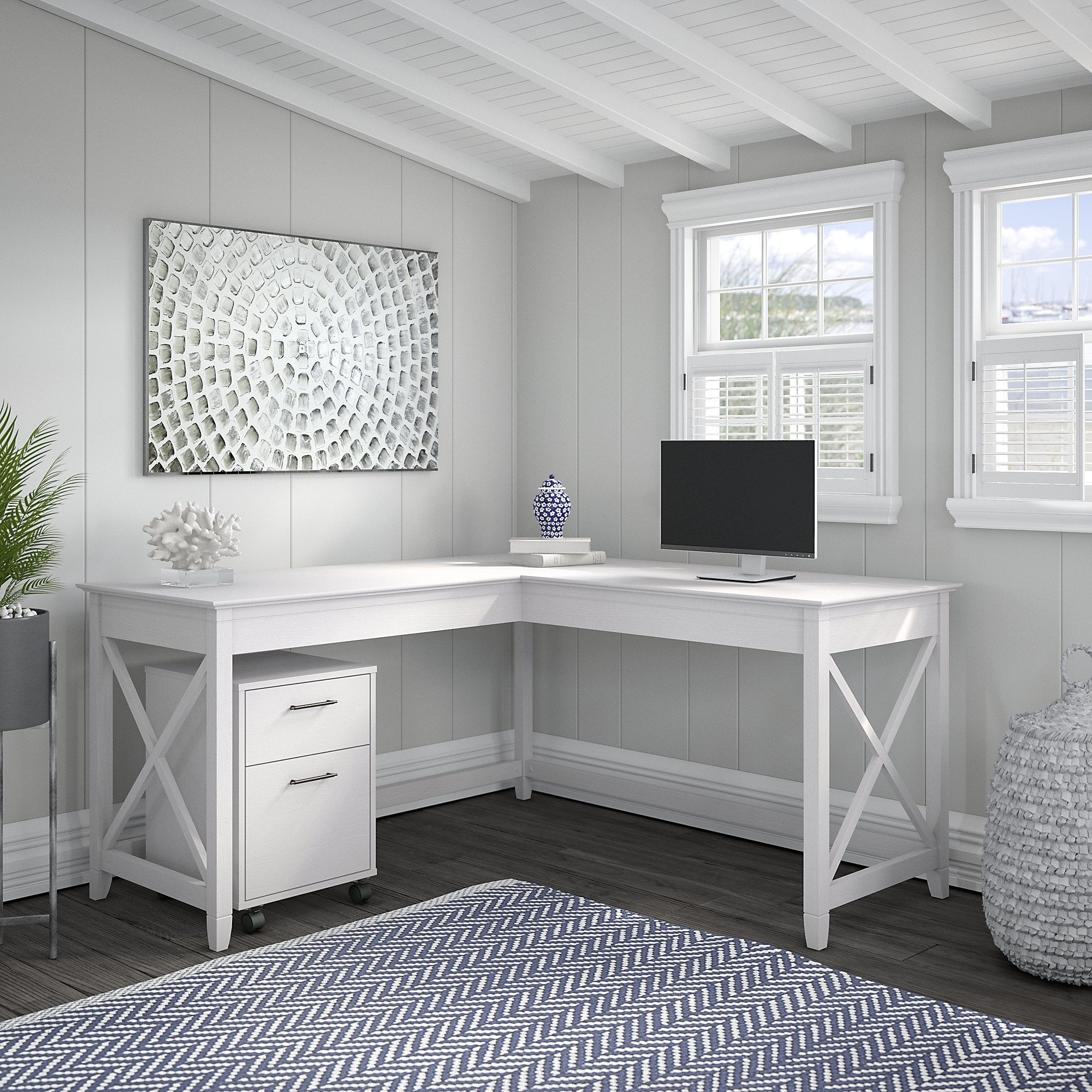 The Gray Barn Hatfield 60 Inch L Shaped Desk With Mobile File Cabinet