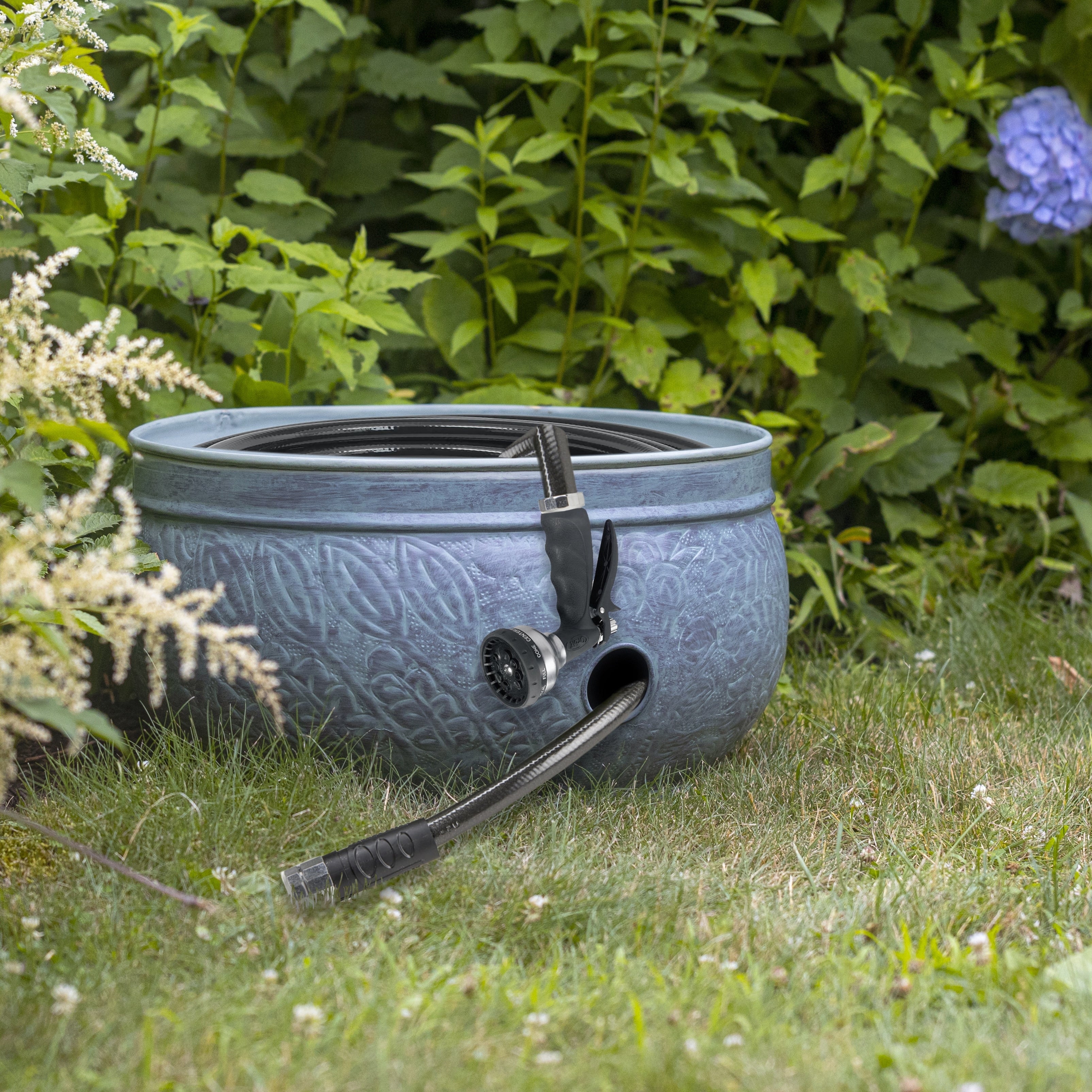 Key West Blue Brass Hose Pot With Polished Copper Finish