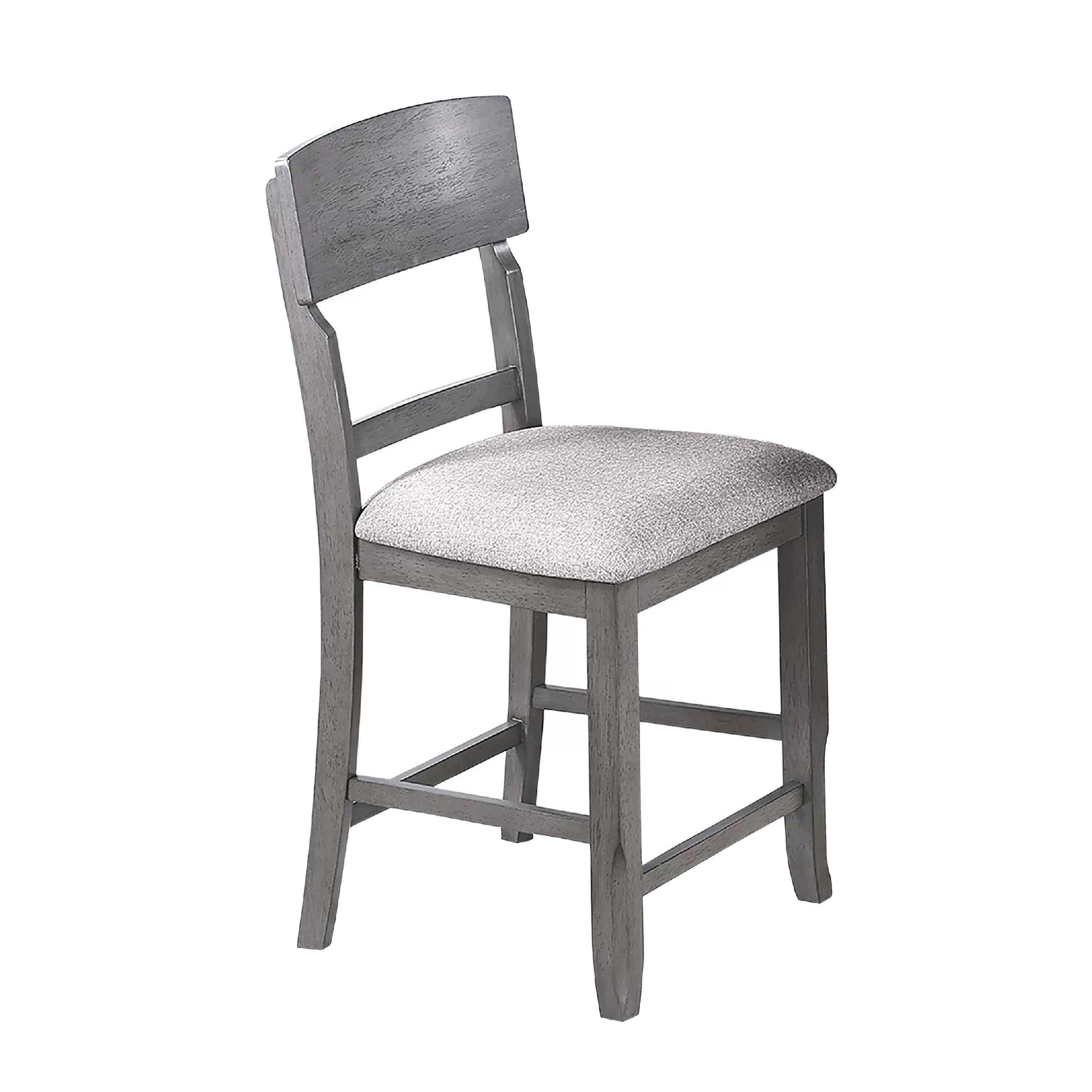 Keyan Counter Height Chair Set Of 2 Foam Gray Fabric Seat Wood