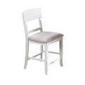 Keyan Counter Height Chair Set Of 2 Foam Gray Fabric Seat Antique White Wood