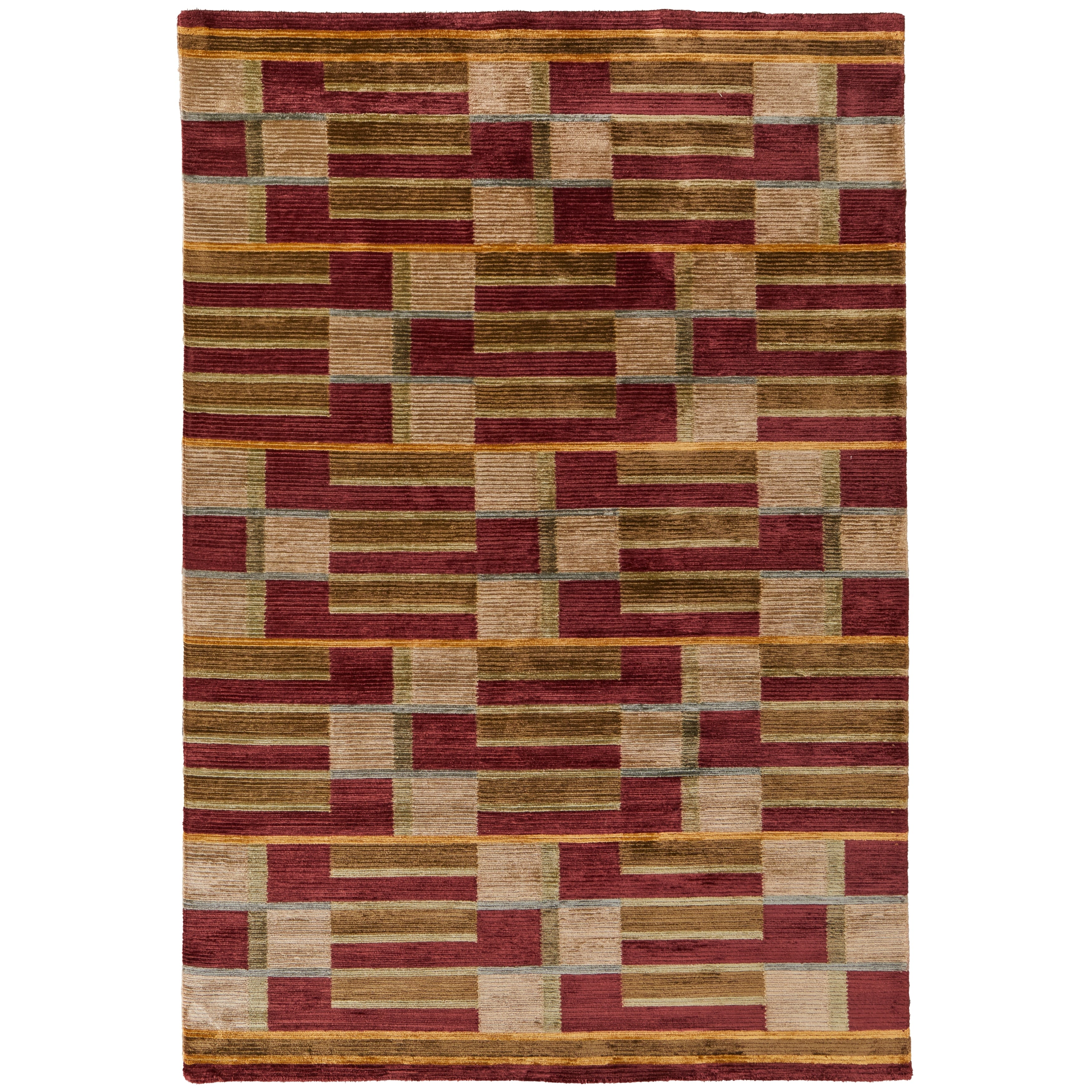 Grand Bazaar Hand Knotted Wool Art Silk Keystone Rug In Gold 7 9 X 9 9 79 X 99