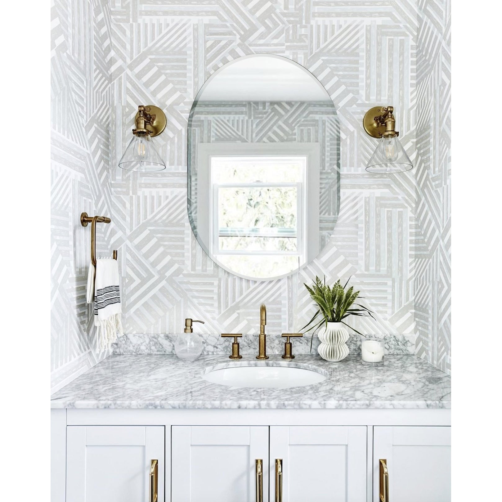Khloe Modern Bathroom Mirror Silver 31.5Hx23.6Wx.5D