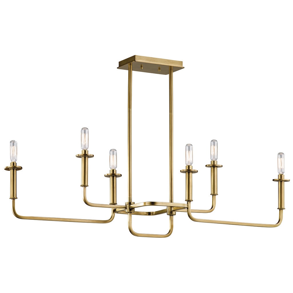 Kichler Lighting Alden Collection 6 Light Natural Brass Linear Chandelier