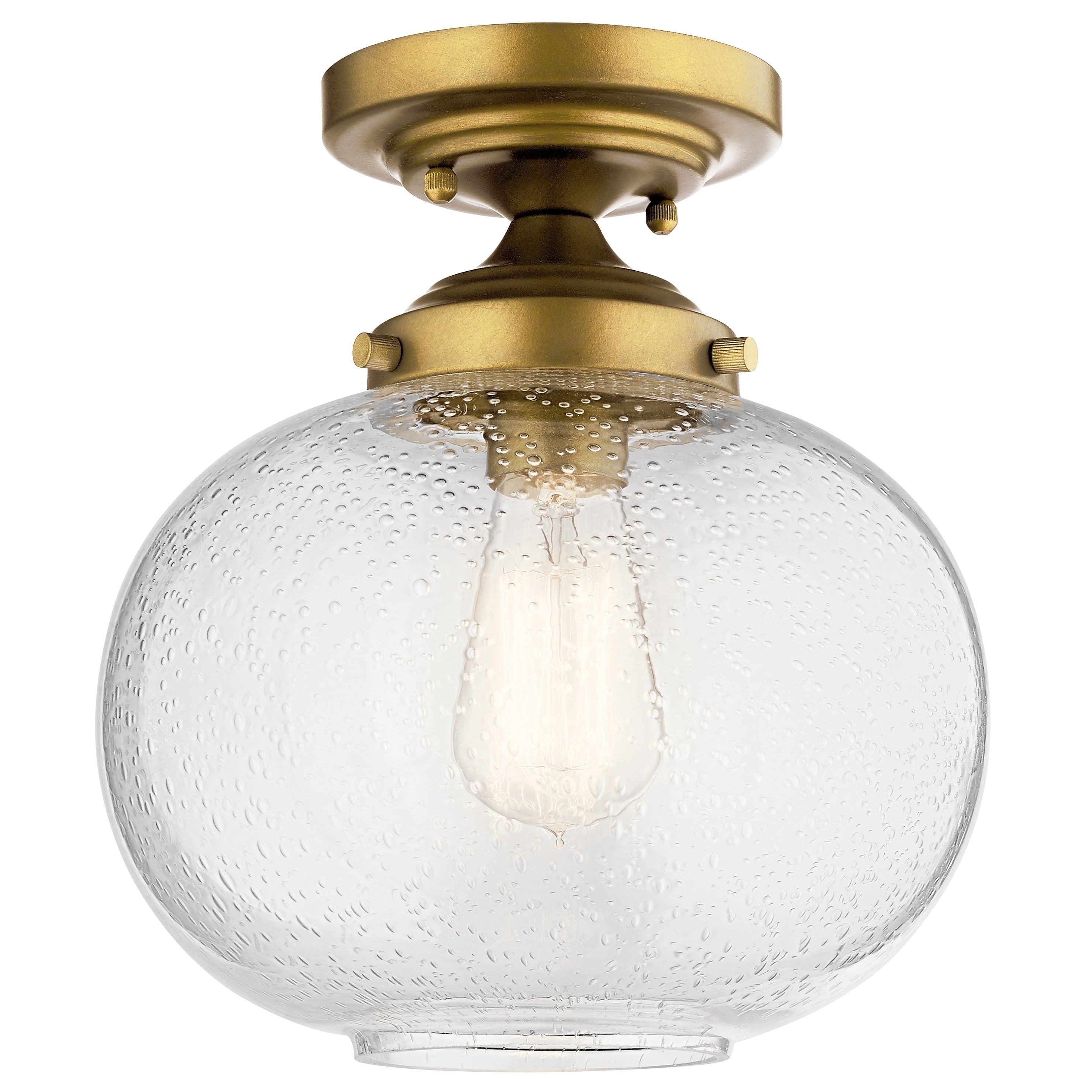 Kichler Lighting Avery 1 Light Semi Flush Mount Natural Brass