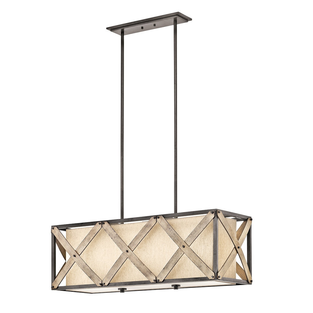 Kichler Lighting Cahoon Collection 3 Light Anvil Iron Linear Chandelier