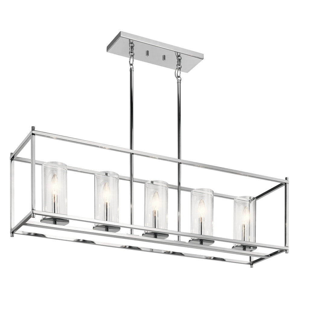 Strick Bolton Marclay Chrome Finish 5 Light Linear Chandelier
