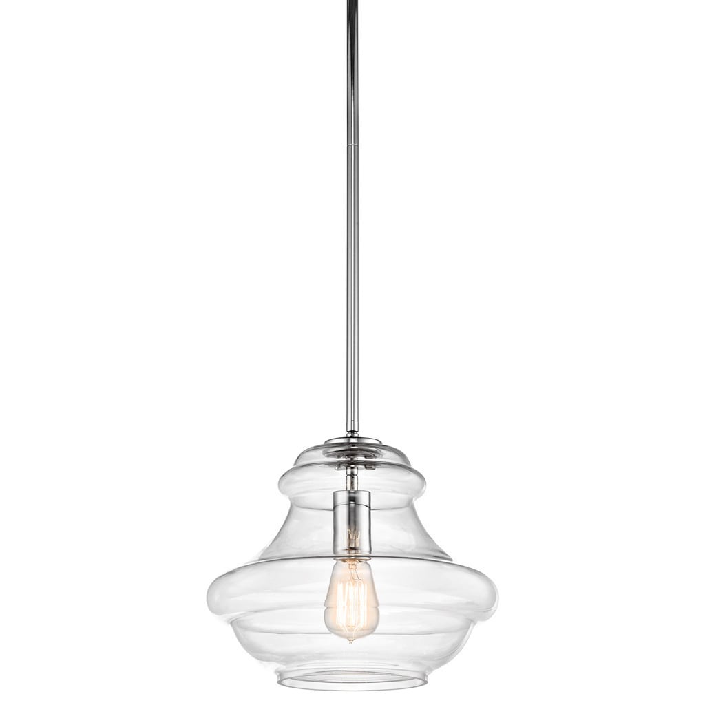 Kichler Lighting Everly Collection 1 Light Chrome Pendant 12 Inch Diameter