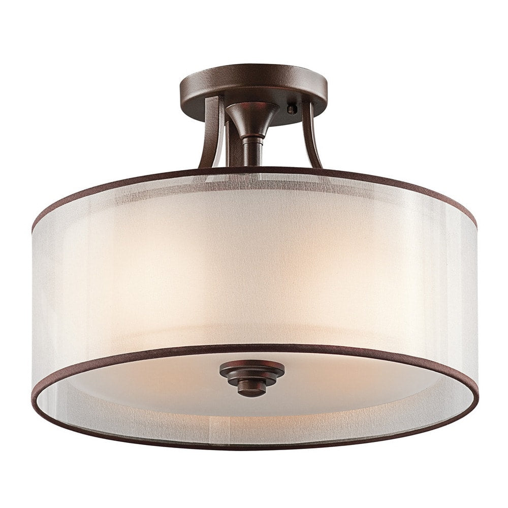 Kichler Lighting Lacey Collection 3 Light Mission Bronze Semi Flush Mount