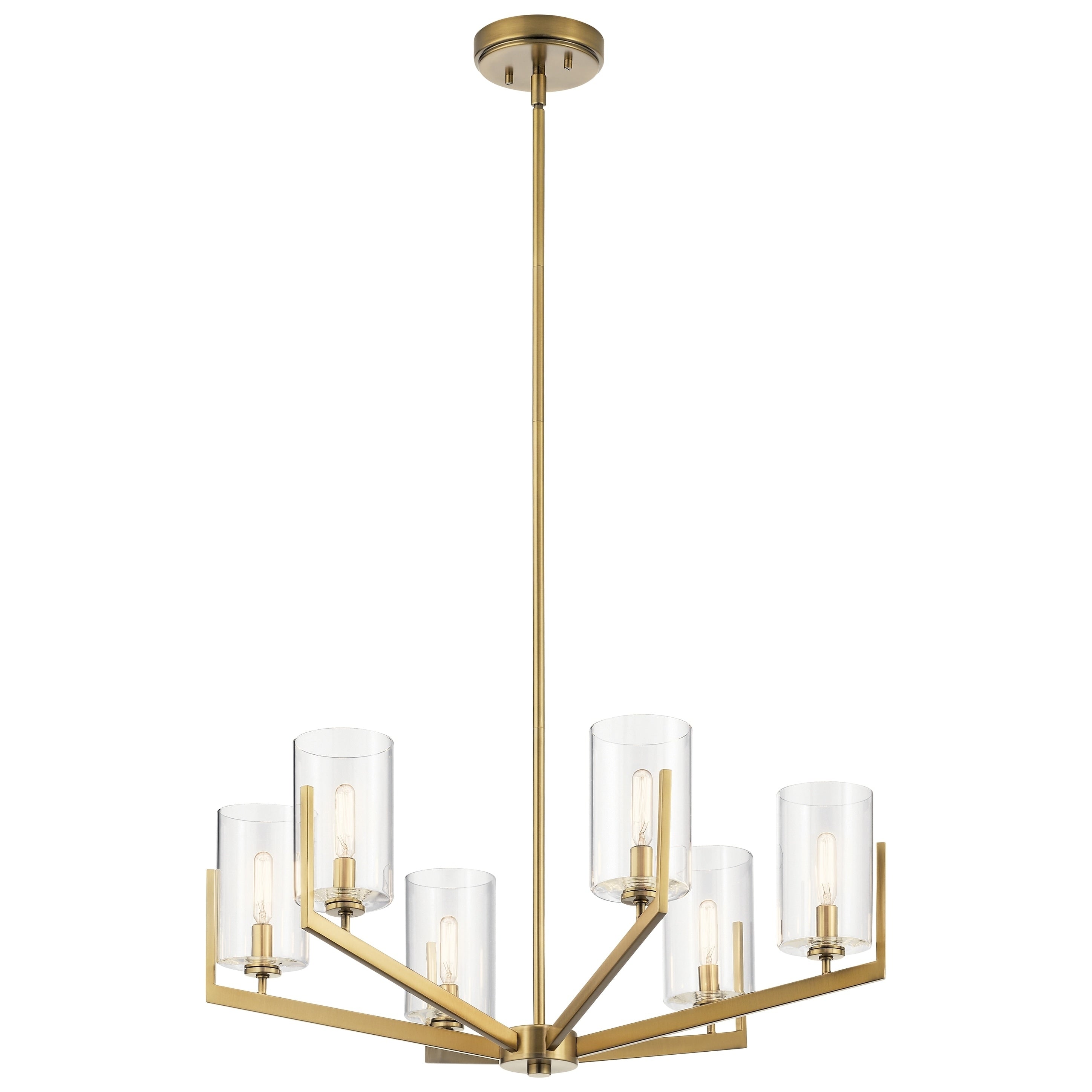 Kichler Lighting Nye 6 Light Chandelier Glass Brushed Natural Brass