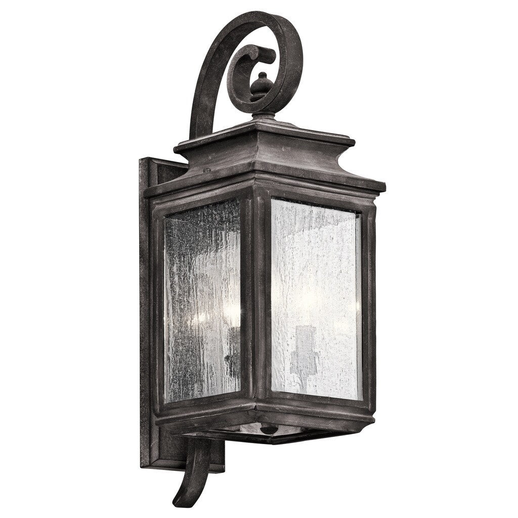 Kichler Lighting Wiscombe Park Collection 3 Light Weathered Zinc Outdoor Wall Lantern