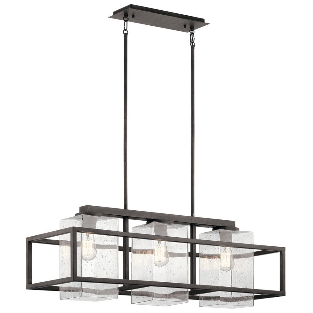 Kichler Lighting Wright Collection 3 Light Weathered Zinc Outdoor Linear Chandelier