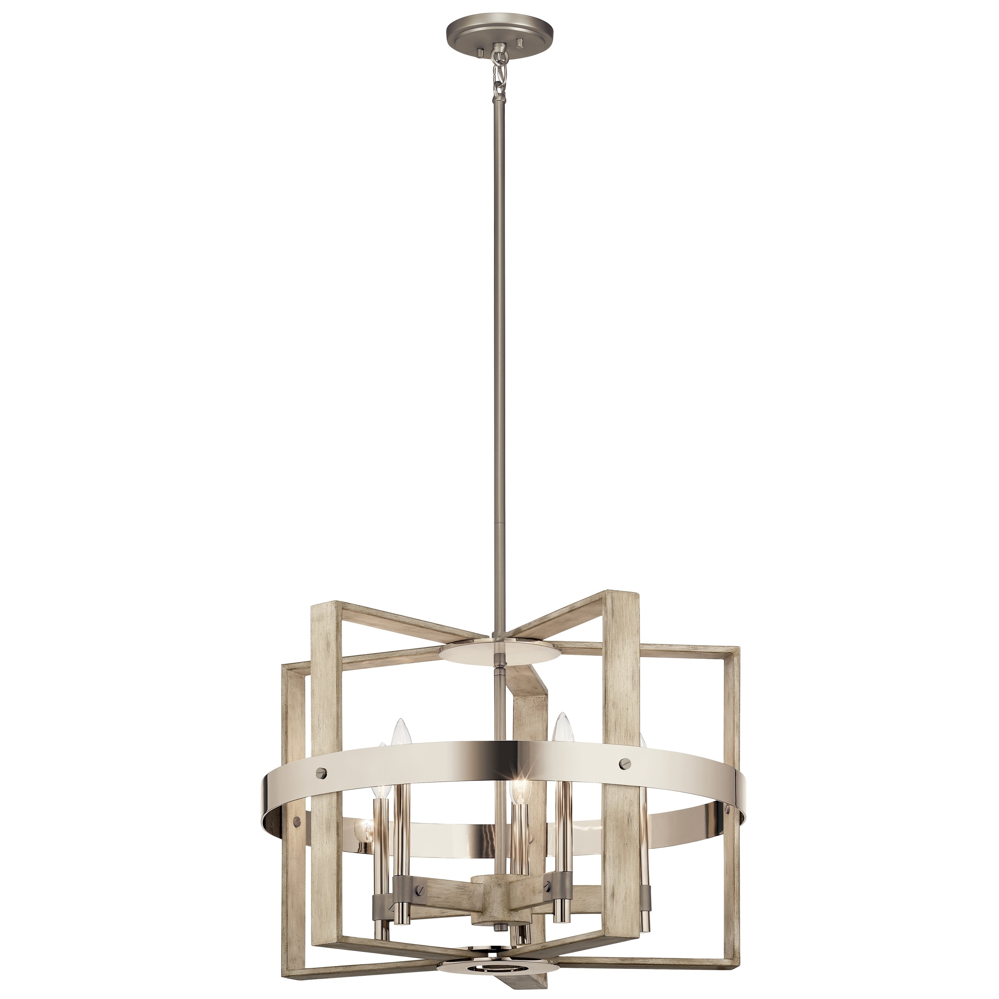 Kichler Peyton 5 Light White Washed Wood Chandelier