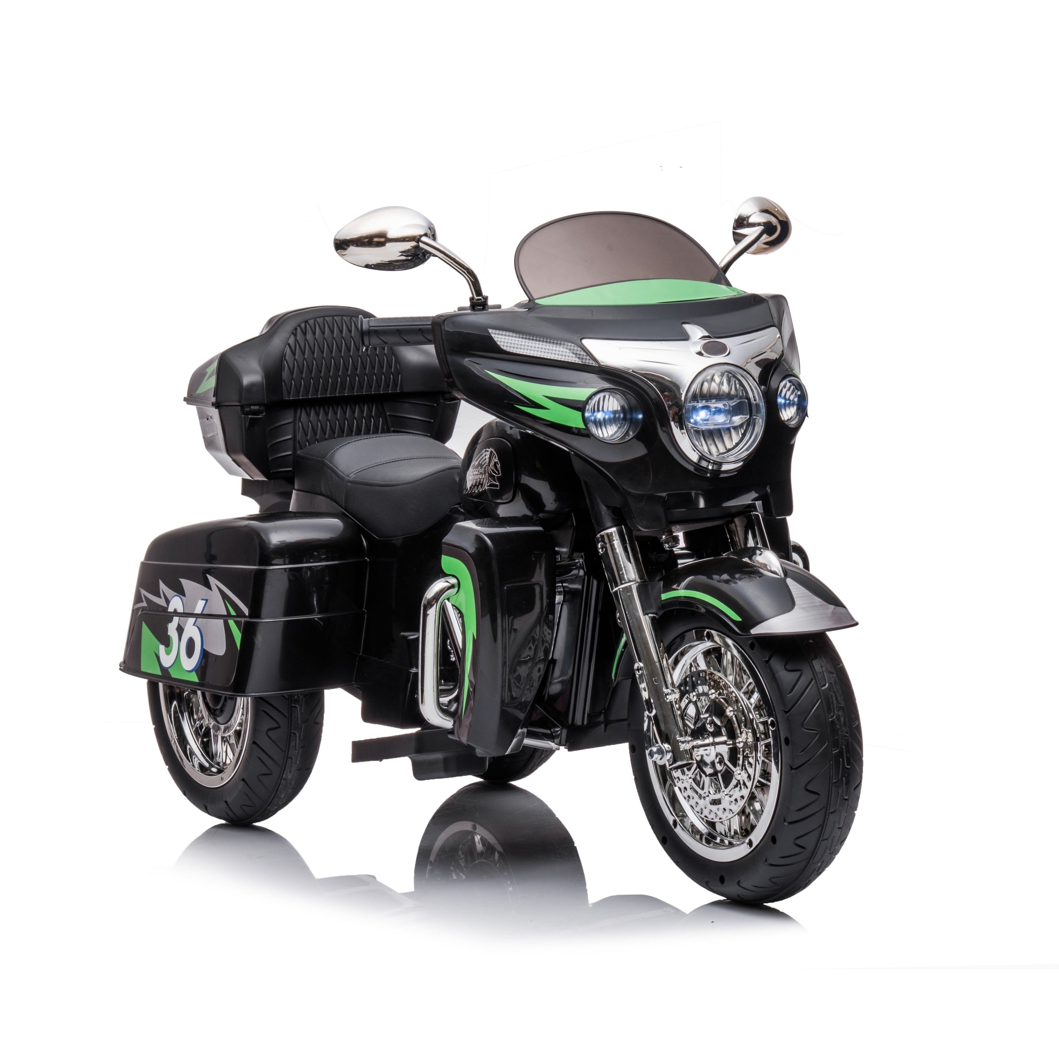 Kids 3 Wheel Motorcycle With Dual Seats Black Ride On Motorcycle Electric Motorcycle With Led Headlight