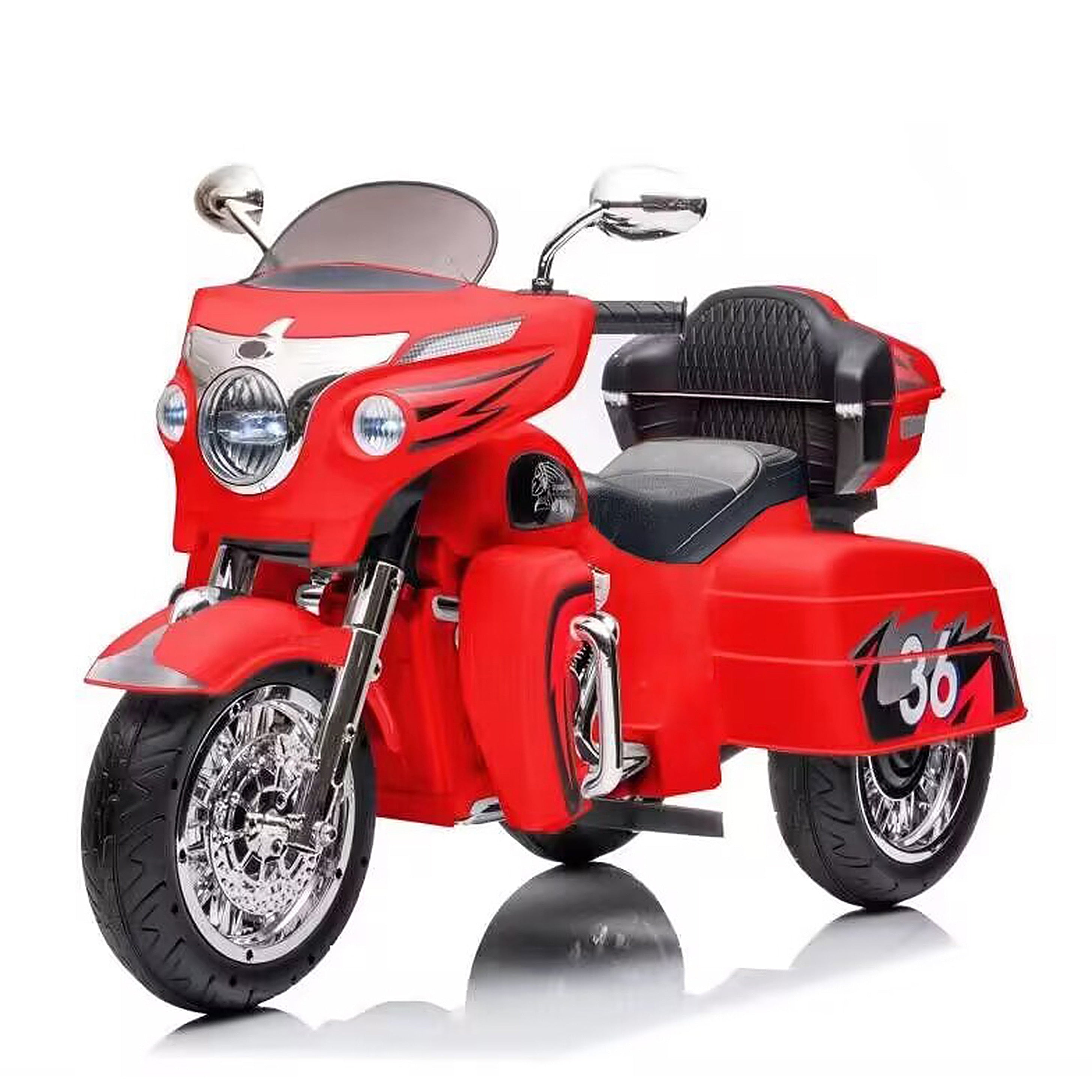 Kids 3 Wheel Motorcycle With Dual Seats Ride On Motorcycle Red Electric Motorcycle With Led Headlight
