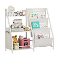 Kids Bookshelf And Toy Storage Organizer Montessori Bookcase For Nursery Wooden Fabric Book Shelf With Anti Tip Safety