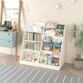 Kids Bookshelf And Toy Storage Organizer Multifunctional 4 Tier Wooden Kids Book Shelf With Bookcase Display Stand In Kids Room