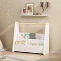 Kids Bookshelf With Wooden Handle 2 Tier Front Facing Toddler Bookcase Portable Childrens Book Storage Organizer For Bedroom