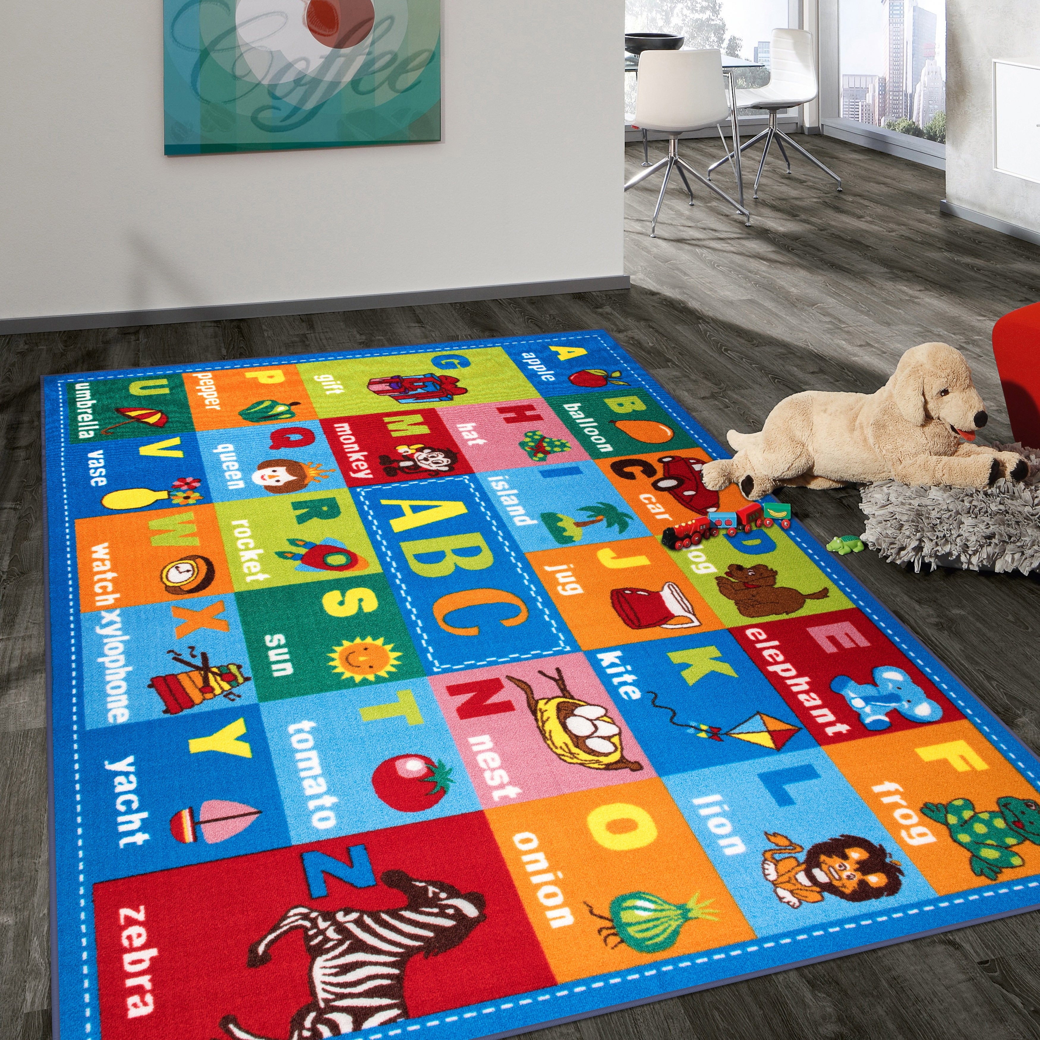 Kids Educational Learning Alphabet Symbols Non Slip Area Rug
