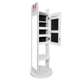 Kids Mdf Jewelry Cabinet In White Jewelry Armoire With Rotatable Base 1 Door And 1 Shelf N A