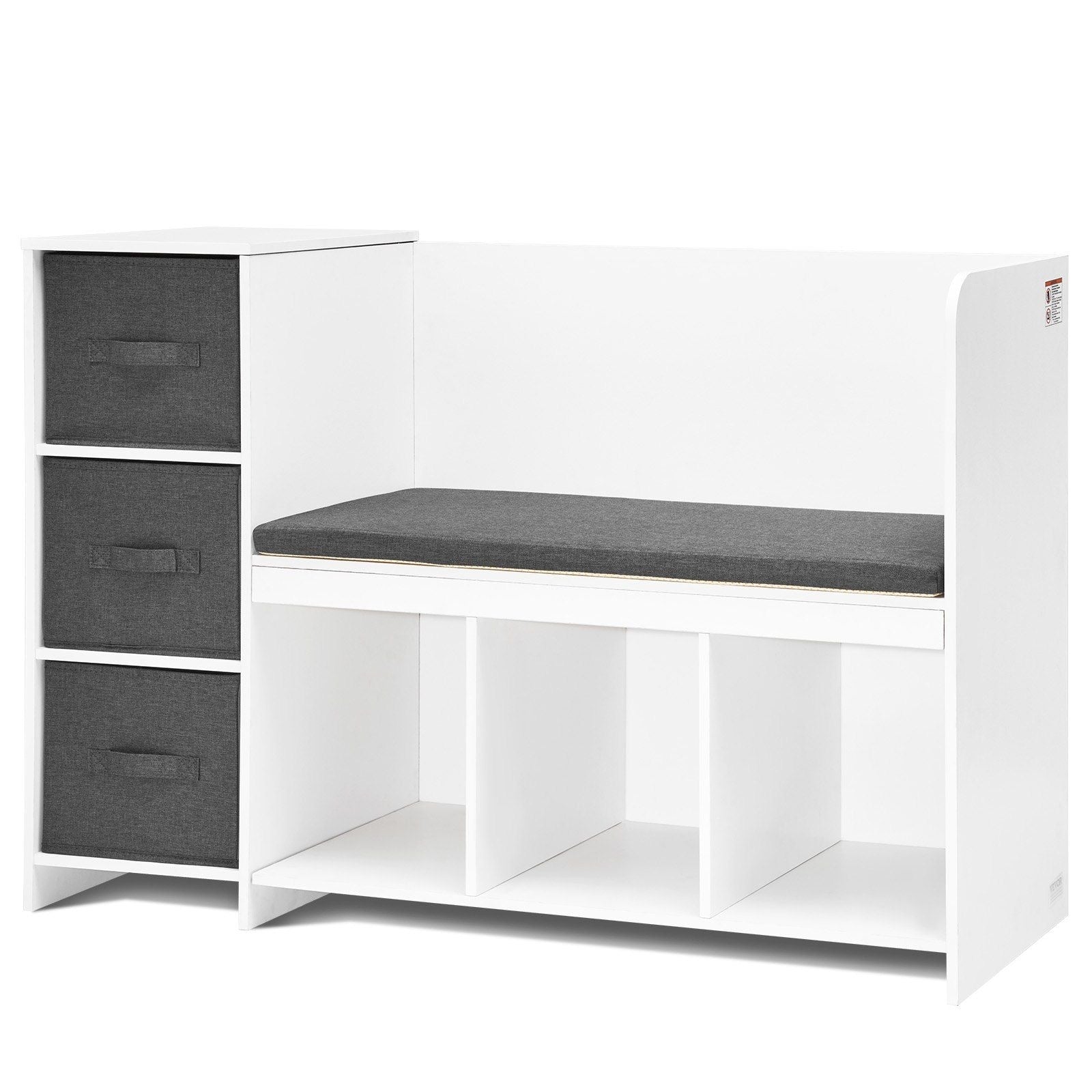 Kids Reading Nook Bench Toddler Bookshelf And Bookcase With Detachable Seat Cushion 6 Cubby Storage Organizer With 3 Drawers