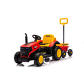 Kids Ride On Tractor With Trailer Red Remote Control Electric Tractor Ride On Car With Bluetooth Music