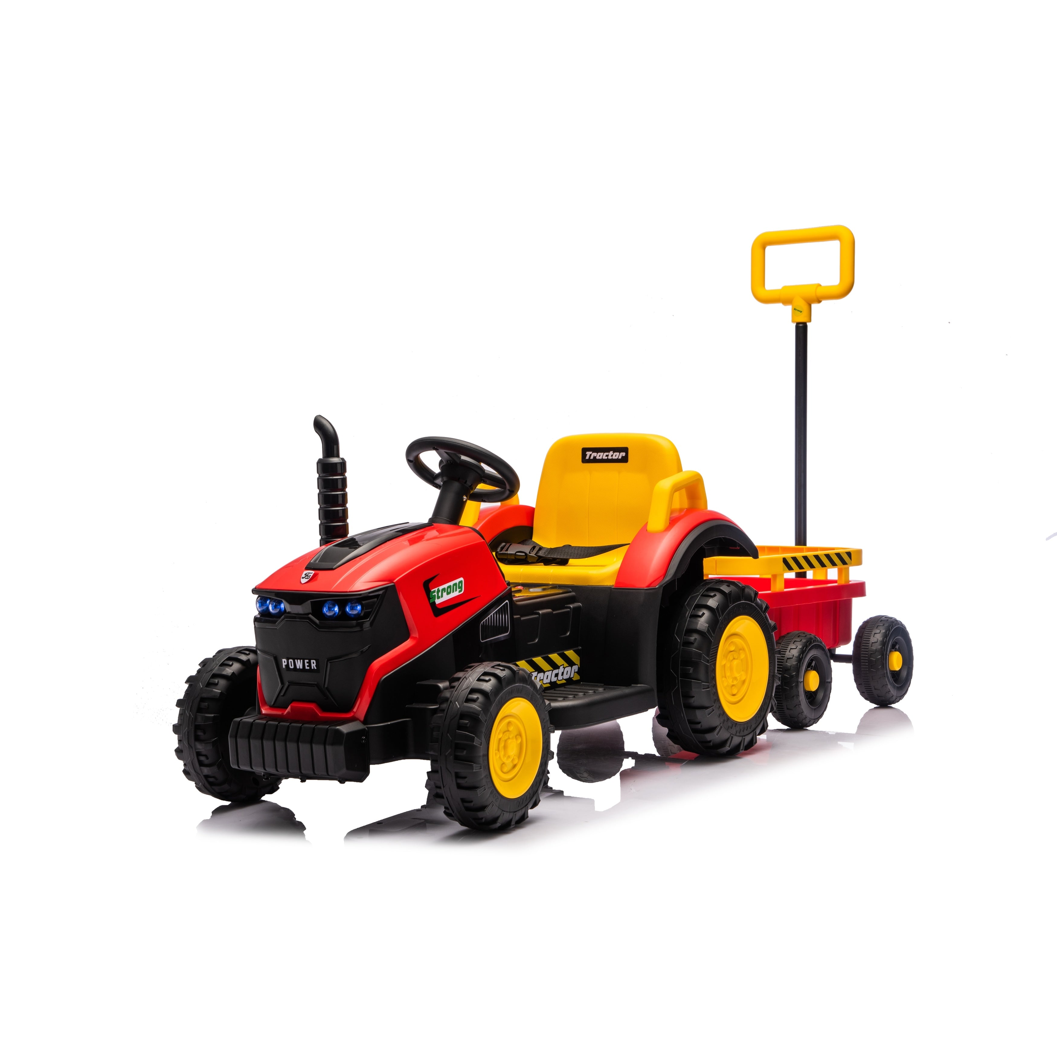 Kids Ride On Tractor With Trailer Red Remote Control Electric Tractor Ride On Car With Bluetooth Music