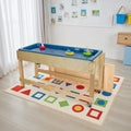 Kids Sand Water Sensory Table With Lid Drain Faucet Birch Wood Indoor Play Activity Table