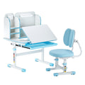 Kids Study Chair And Desk Set For Kids With Bookshelf Storage Drawer Adjustable Height Tilted Desktop Desk And Chair