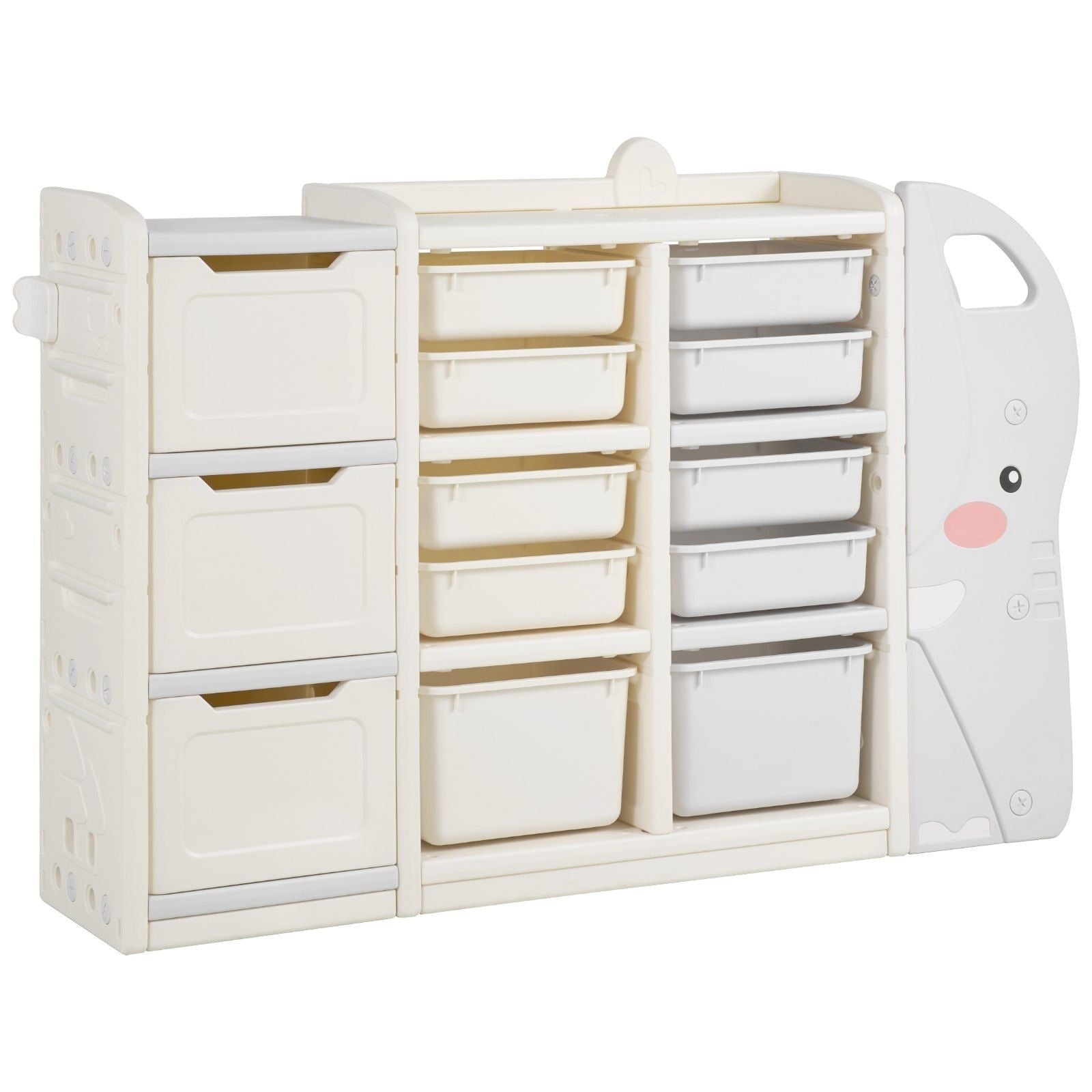 Kids Toy Storage 4 Tier Elephant Shape Toy Storage Organizer With 10 Plastic Bins Kids Cubby Cabinet Made For Study Room