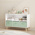 Kids Bookcase With Collapsible Fabric Drawers Childrens Book Display Toy Storage Cabinet Organizer