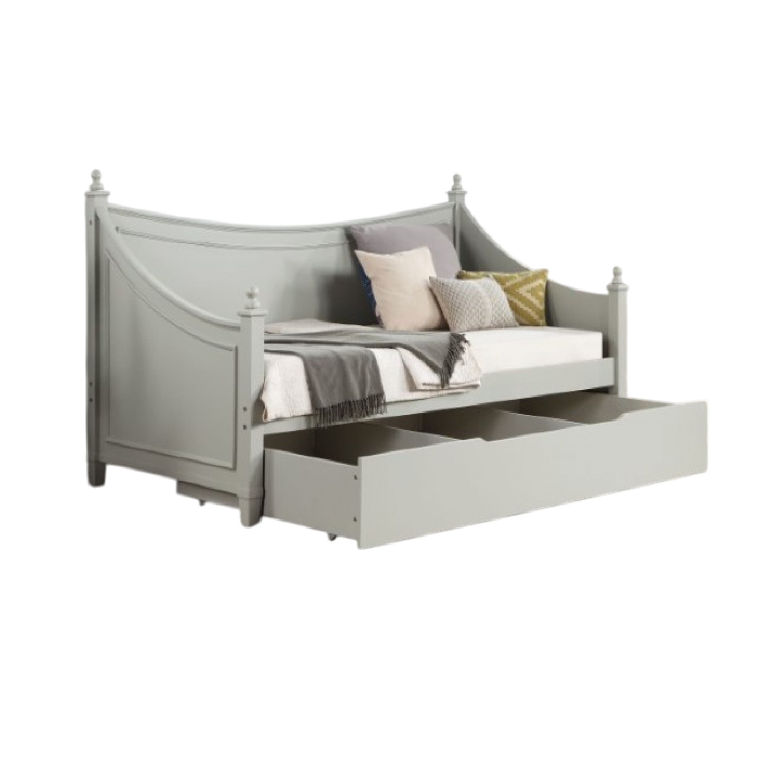 Kiki Twin Daybed With Trundle And Hidden Storage Light Gray Wood