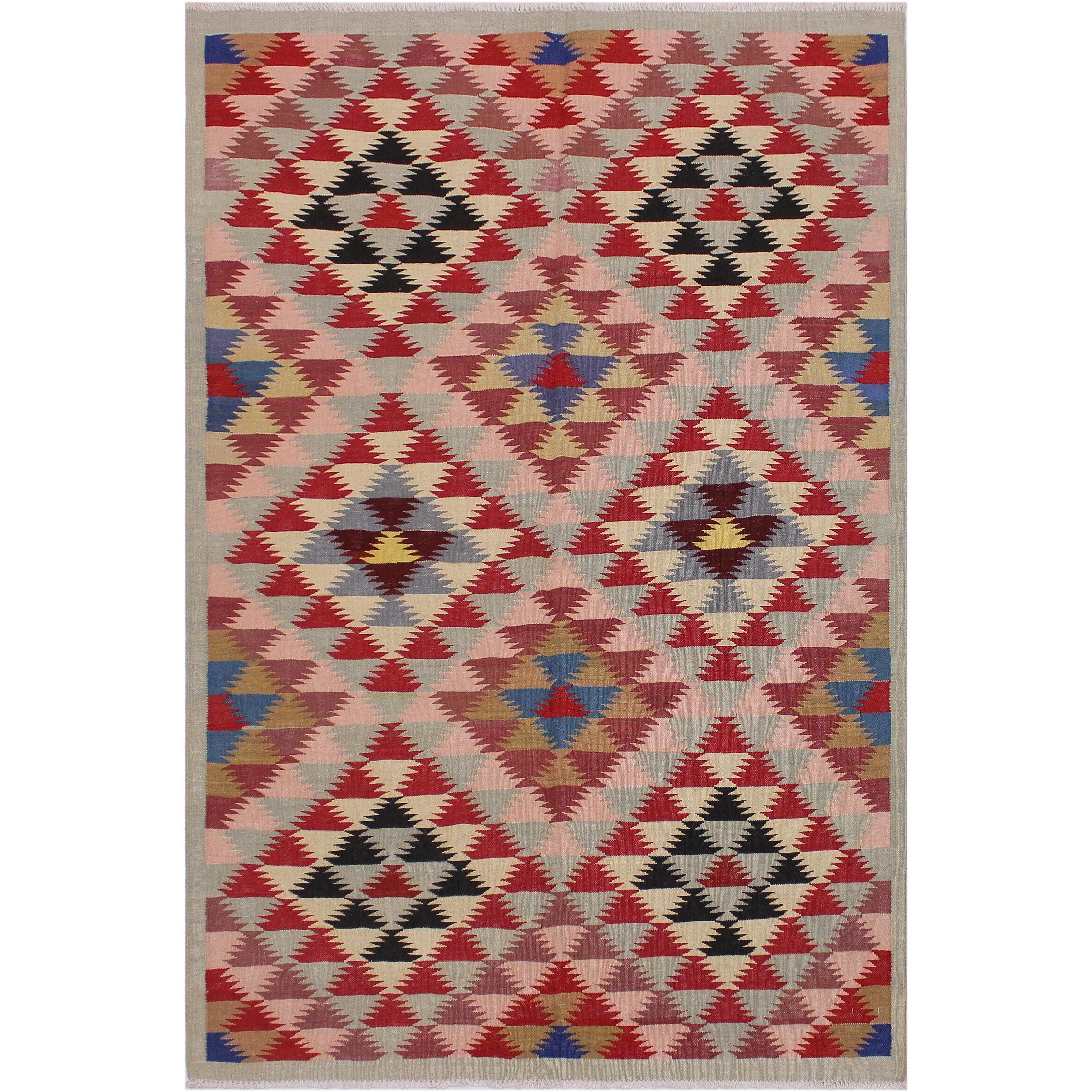 Kilim Carmina Gray Pink Hand Woven Wool Rug 48 X 65 4 Ft. 8 In. X 6 Ft. 5 In.
