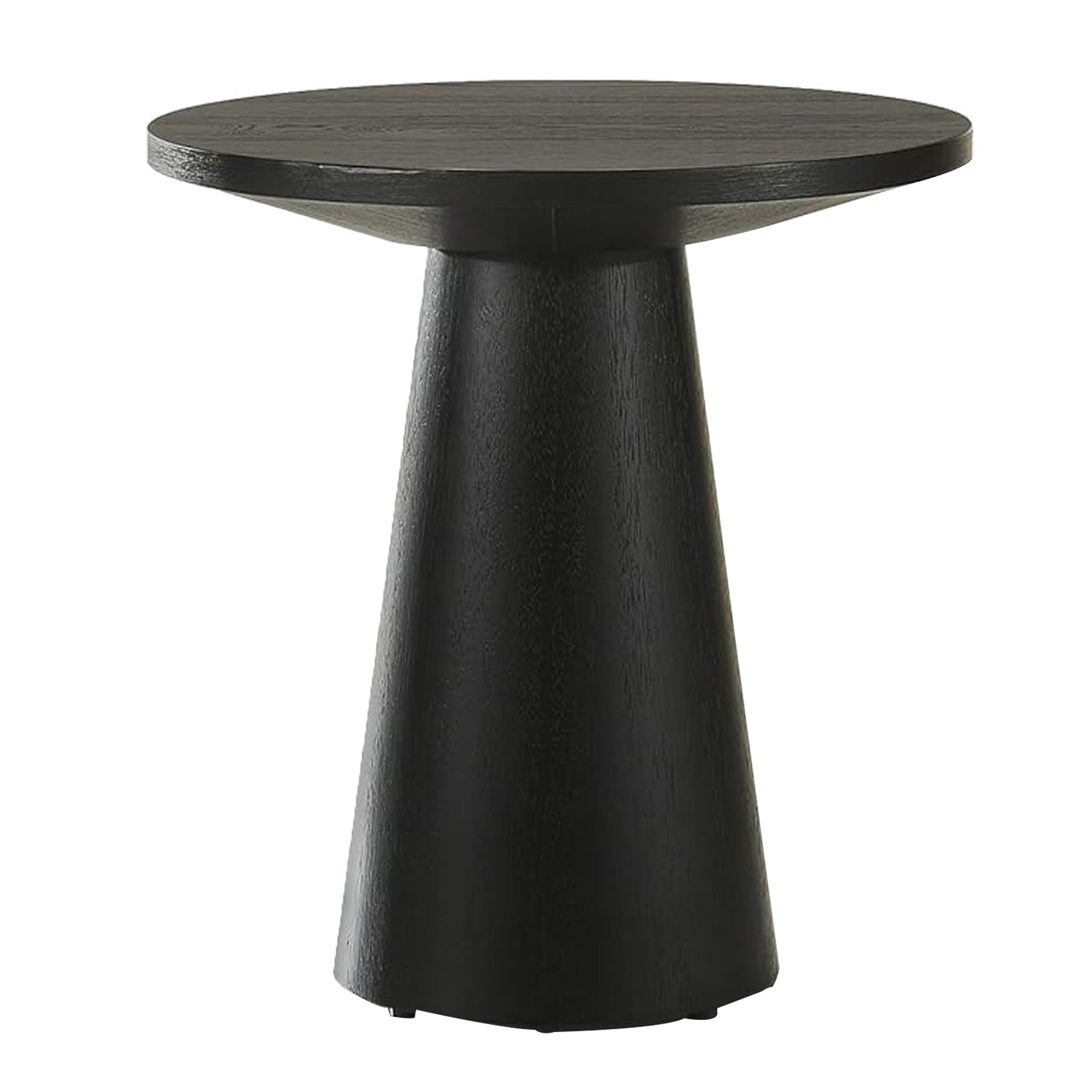 Kily Side End Table Cone Pedestal Base 20 Inch Round Top In Black