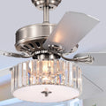 Kimalex 3 Light 5 Blade Wood Nickel Crystal 52 Inch Ceiling Fan Optional Remote