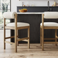 Kimberly Modern Counter Stool With Solid Wood Legs Boucle Upholstered Seat And Bolster Back